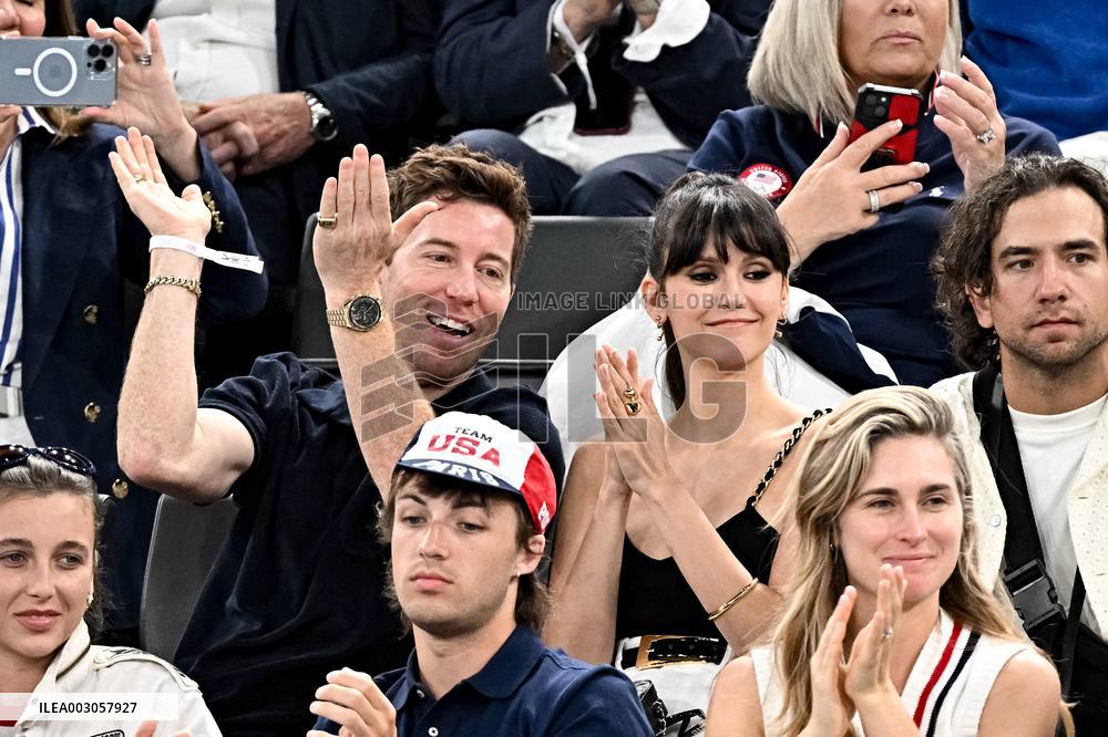 Paris 2024 - Nina Dobrev And Shaun White At Gymnastic