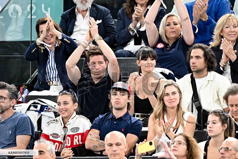 Paris 2024 - Nina Dobrev And Shaun White At Gymnastic