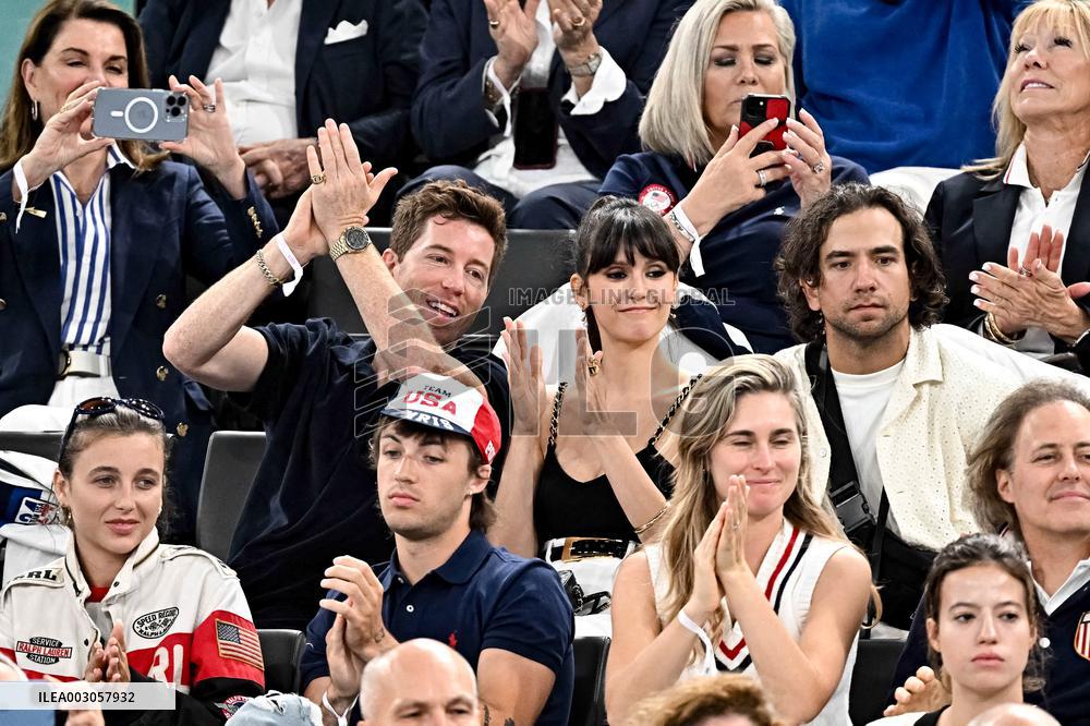 Paris 2024 - Nina Dobrev And Shaun White At Gymnastic