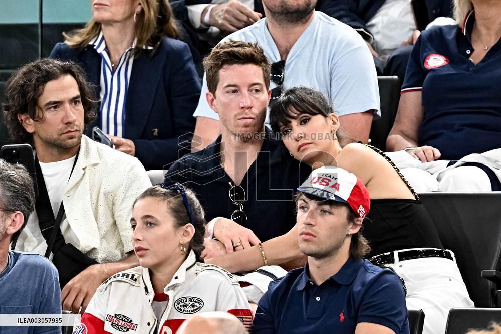 Paris 2024 - Nina Dobrev And Shaun White At Gymnastic