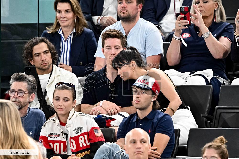 Paris 2024 - Nina Dobrev And Shaun White At Gymnastic