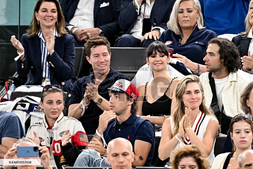 Paris 2024 - Nina Dobrev And Shaun White At Gymnastic