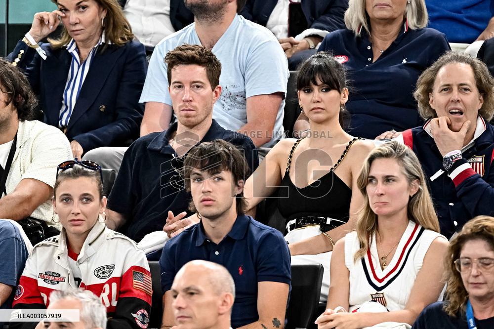 Paris 2024 - Nina Dobrev And Shaun White At Gymnastic