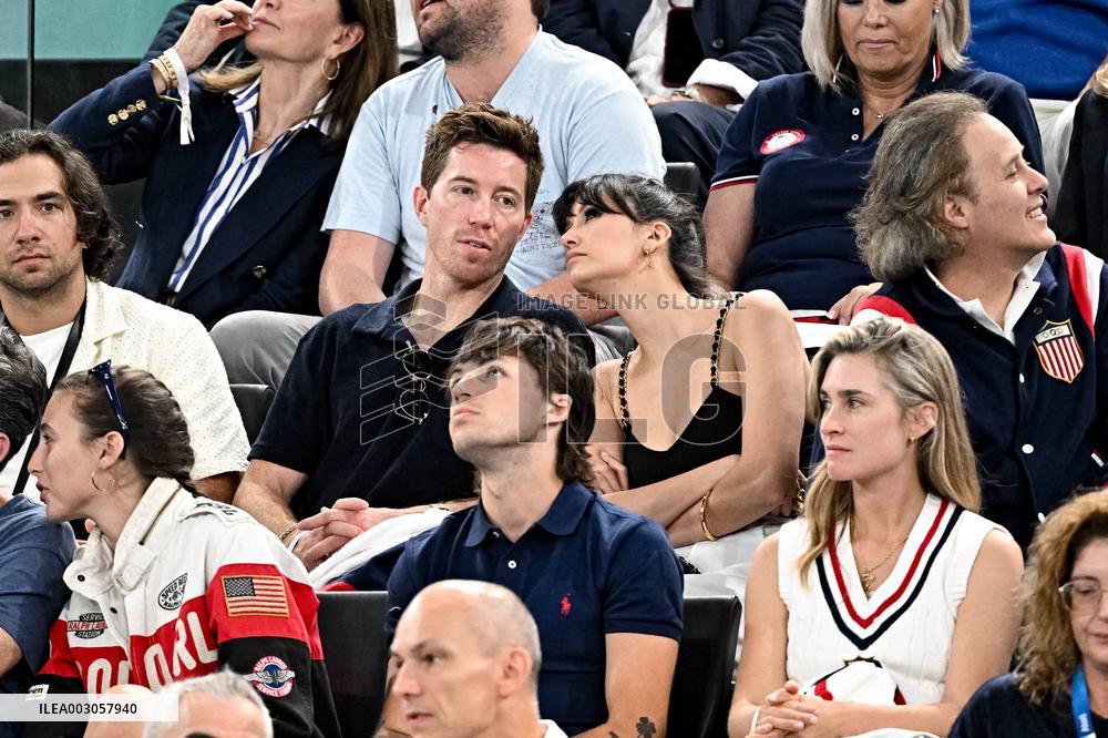 Paris 2024 - Nina Dobrev And Shaun White At Gymnastic