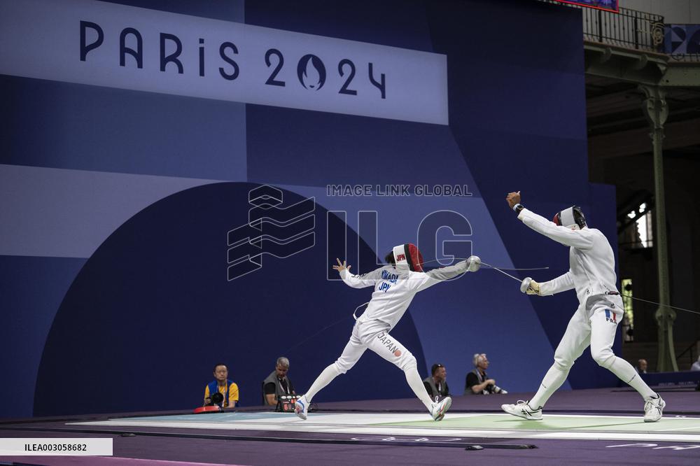 Paris 2024 - Fencing - Yannick Borel Celebrates Victory In Quarter Finals