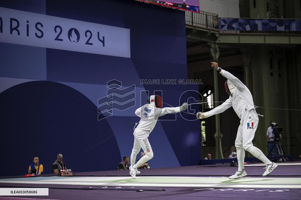 Paris 2024 - Fencing - Yannick Borel Celebrates Victory In Quarter Finals
