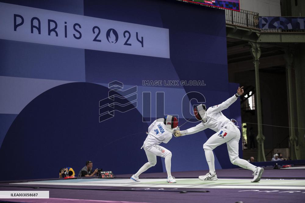Paris 2024 - Fencing - Yannick Borel Celebrates Victory In Quarter Finals