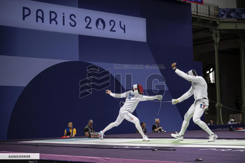 Paris 2024 - Fencing - Yannick Borel Celebrates Victory In Quarter Finals