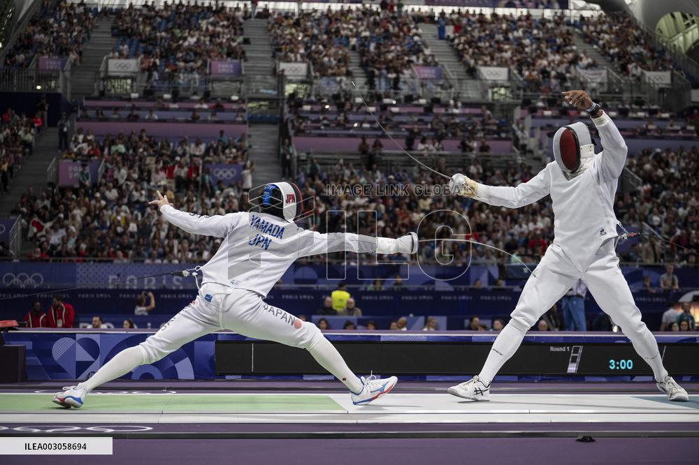 Paris 2024 - Fencing - Yannick Borel Celebrates Victory In Quarter Finals