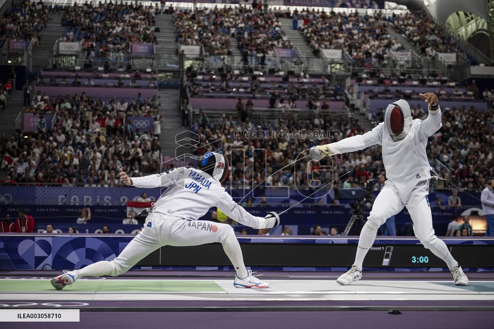 Paris 2024 - Fencing - Yannick Borel Celebrates Victory In Quarter Finals