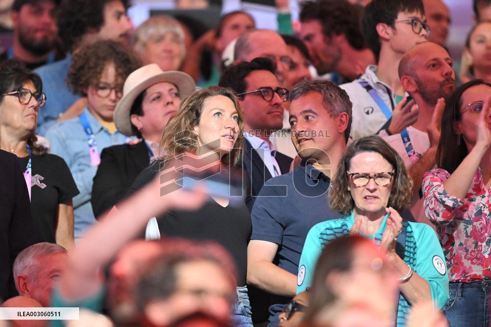 Paris 2024 - Gerald Darmanin And Wife At Fencing Match