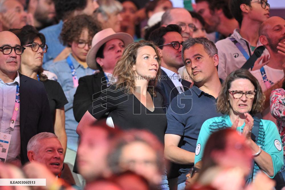 Paris 2024 - Gerald Darmanin And Wife At Fencing Match