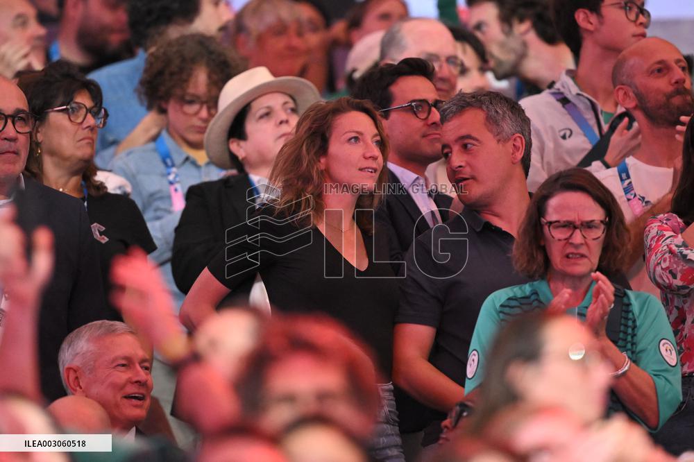 Paris 2024 - Gerald Darmanin And Wife At Fencing Match