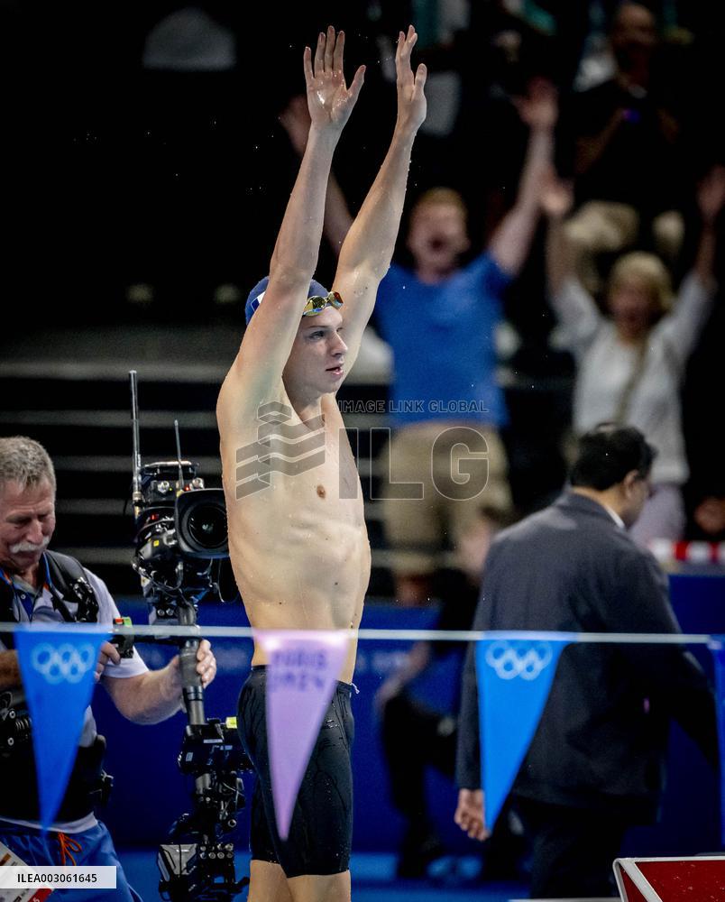 Paris 2024 - 400m Medley - Leon Marchand Wins Gold And Beats Olympic Record