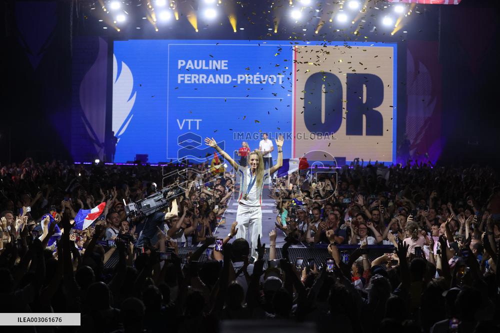 Paris 2024 - Pauline Ferrand Prevot Celebrate her Gold Medal At Club France