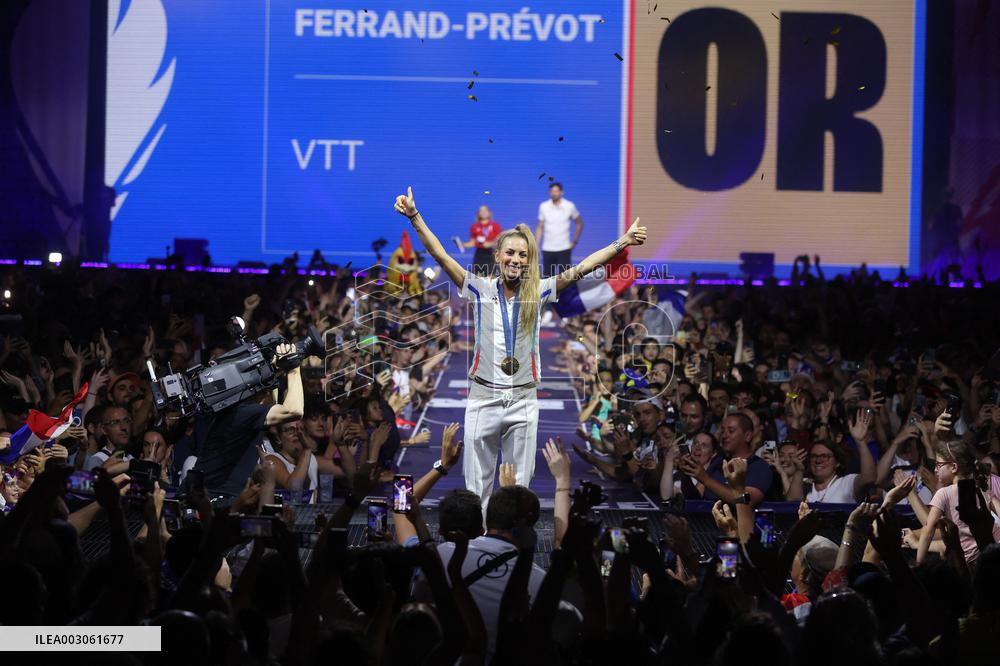 Paris 2024 - Pauline Ferrand Prevot Celebrate her Gold Medal At Club France