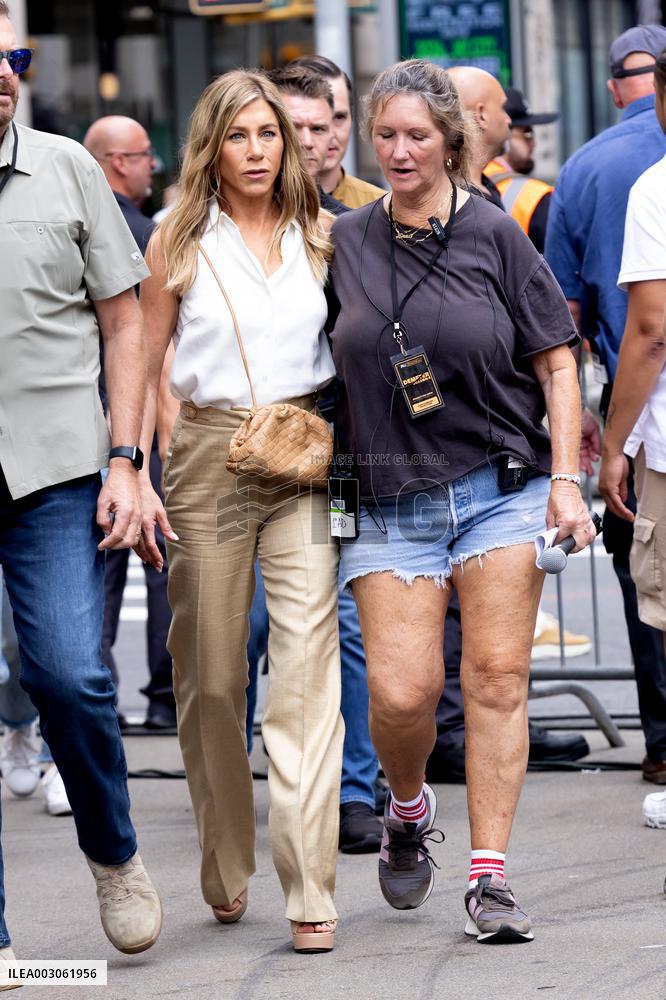 Jennifer Aniston Joins A Climate Change Protest Filming The Morning Show - NYC