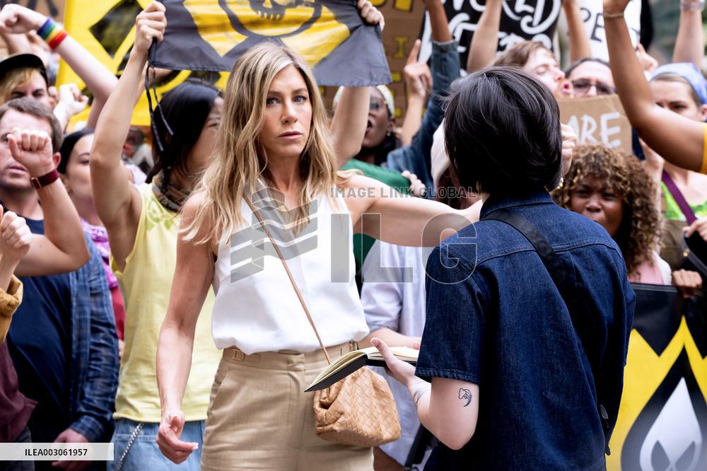 Jennifer Aniston Joins A Climate Change Protest Filming The Morning Show - NYC