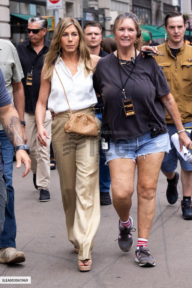 Jennifer Aniston Joins A Climate Change Protest Filming The Morning Show - NYC
