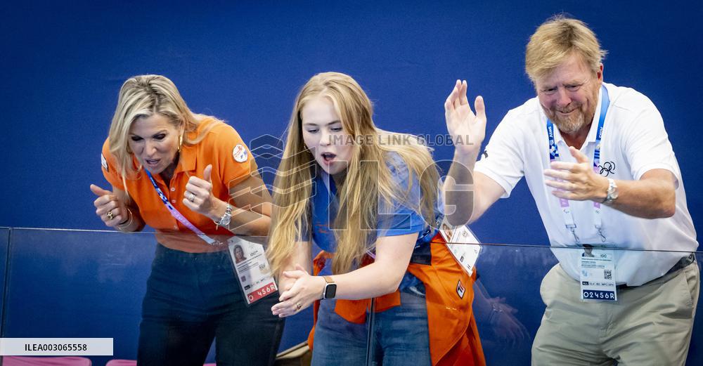 Paris 2024 - King Willem-Alexander, Princess Catharina-Amalia, and Queen Maxima In The Stands