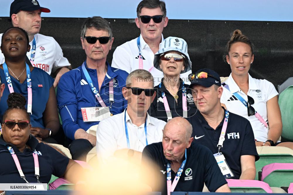 Paris 2024 - Princess Anne Watches UK v Netherlands Hockey Game