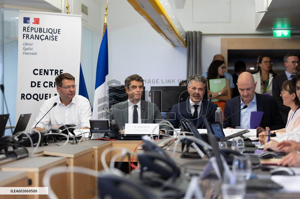Gabriel Attal Visits The Heatwave Situation Crisis Centre - Paris