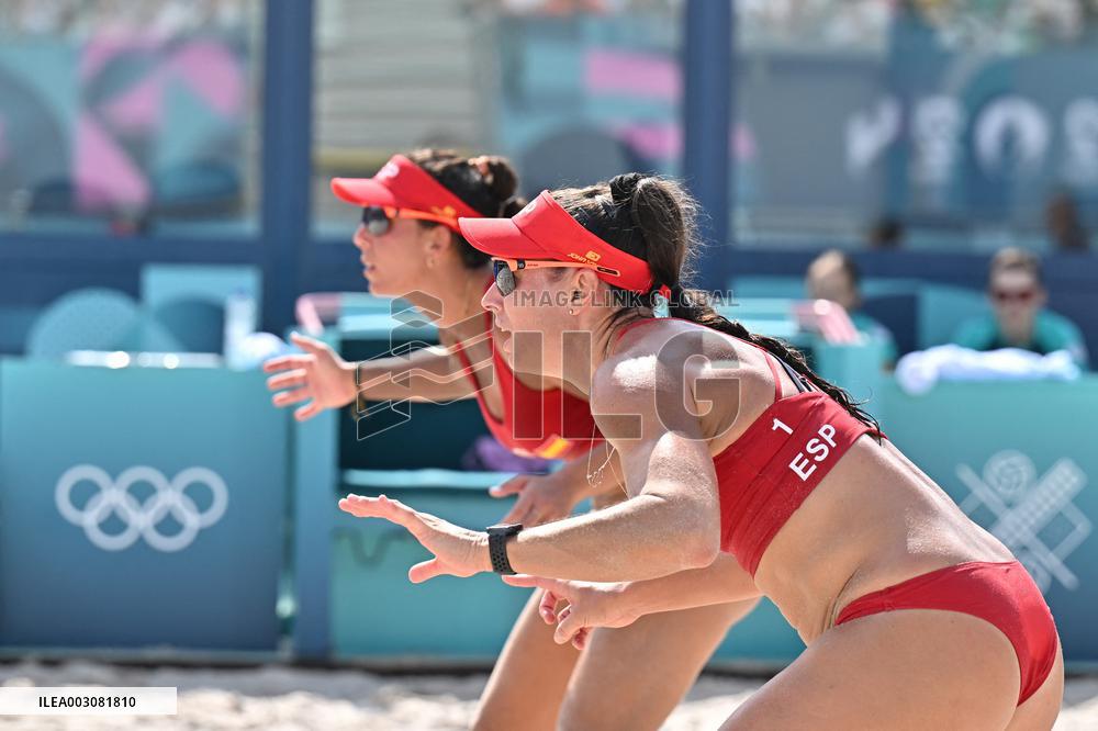 Paris 2024 - Women’s Beach Volleyball Spain v Egypt
