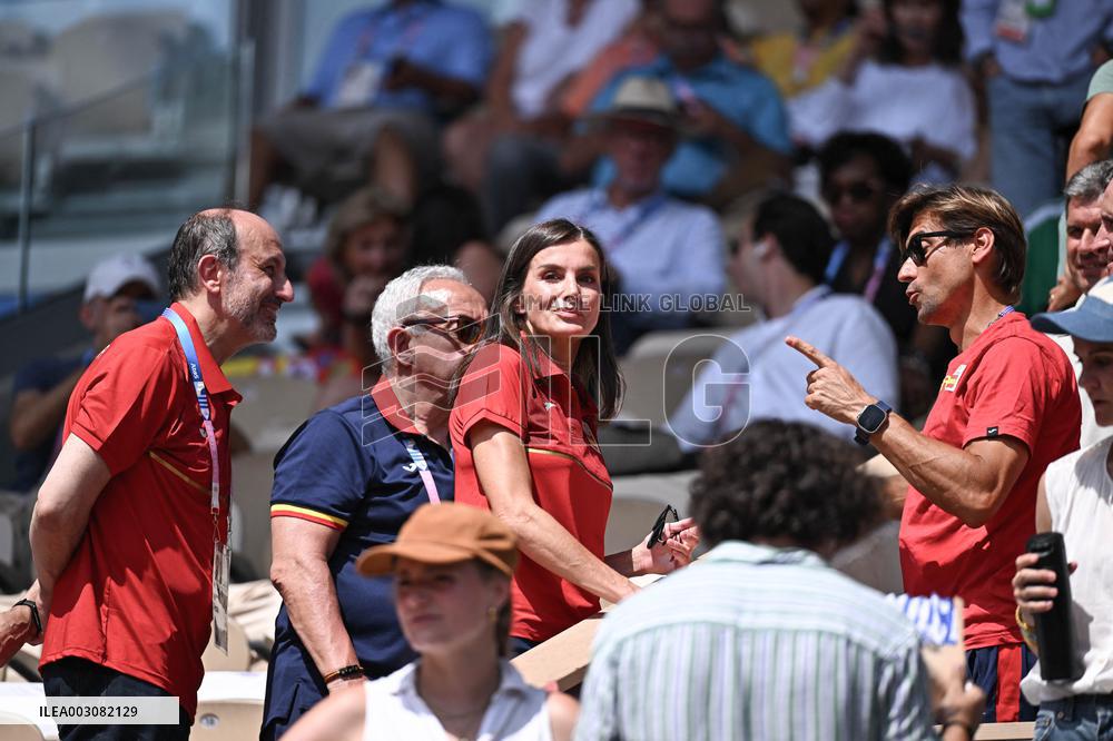 Paris 2024 - Queen Letizia At Carlos Alcaraz v Tommy Paul Tennis Match