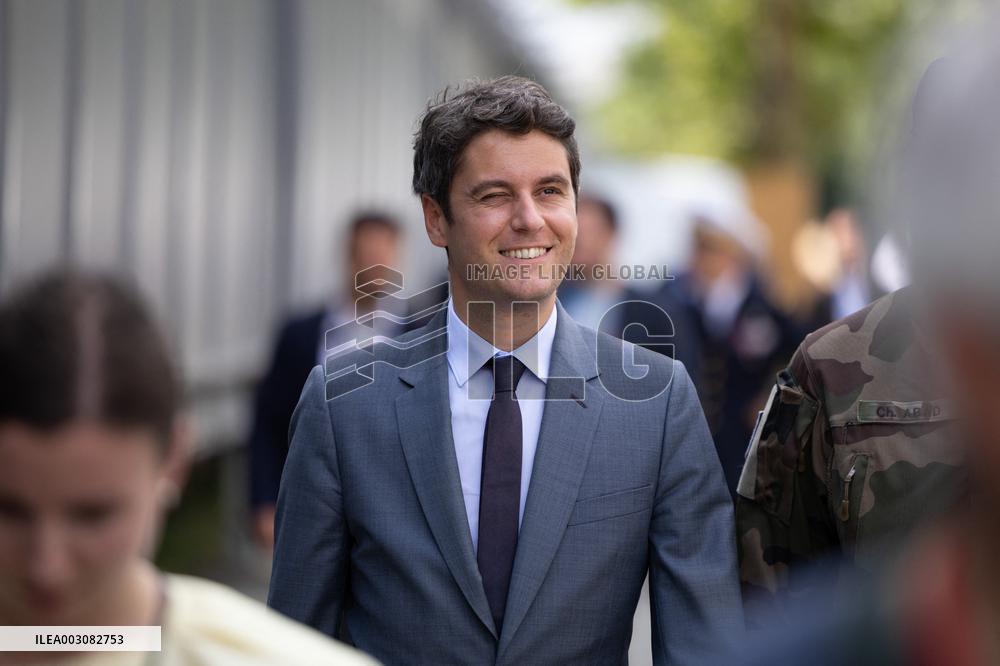 Gabriel Attal visits the Alain Mimoun military camp - Paris