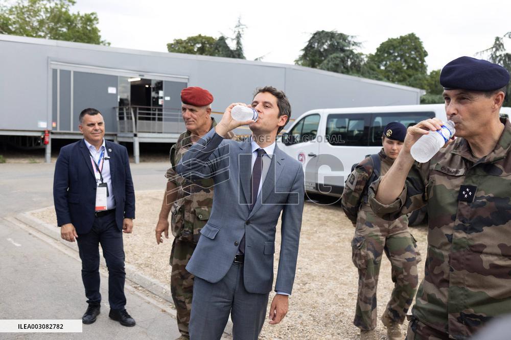 Gabriel Attal visits the Alain Mimoun military camp - Paris
