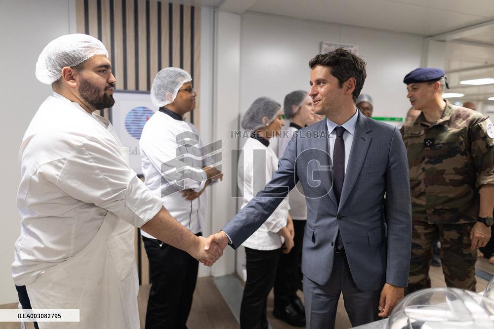 Gabriel Attal visits the Alain Mimoun military camp - Paris