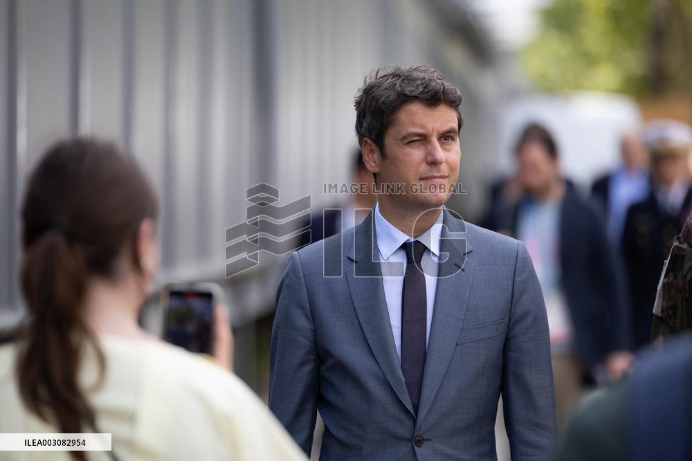 Gabriel Attal visits the Alain Mimoun military camp - Paris