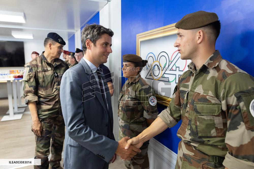 Gabriel Attal visits the Alain Mimoun military camp - Paris