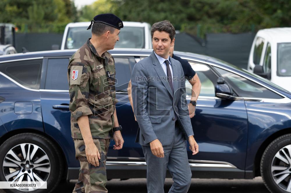Gabriel Attal visits the Alain Mimoun military camp - Paris