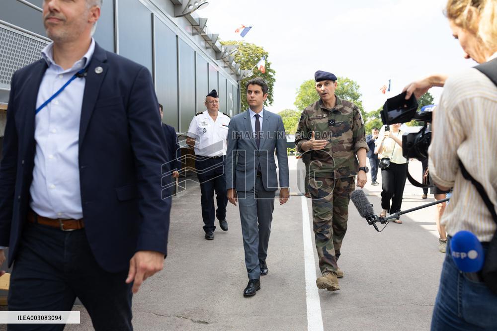 Gabriel Attal visits the Alain Mimoun military camp - Paris