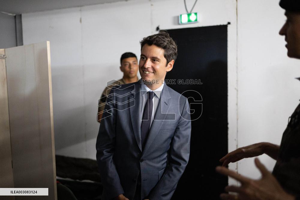Gabriel Attal visits the Alain Mimoun military camp - Paris