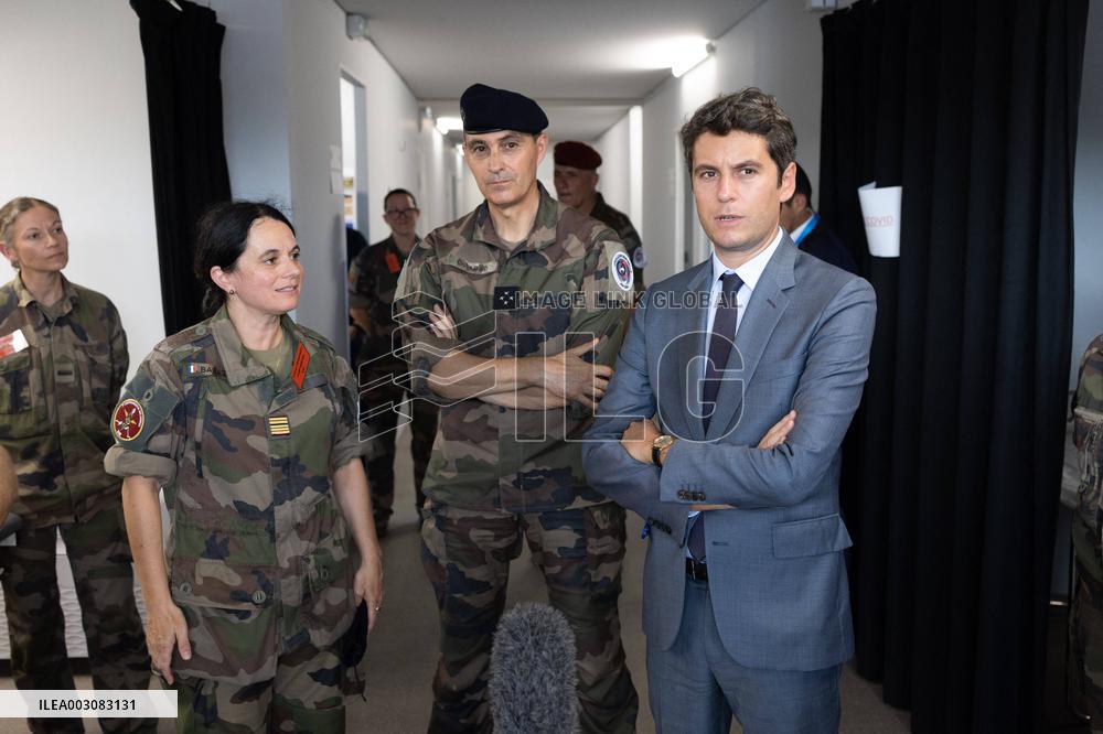 Gabriel Attal visits the Alain Mimoun military camp - Paris
