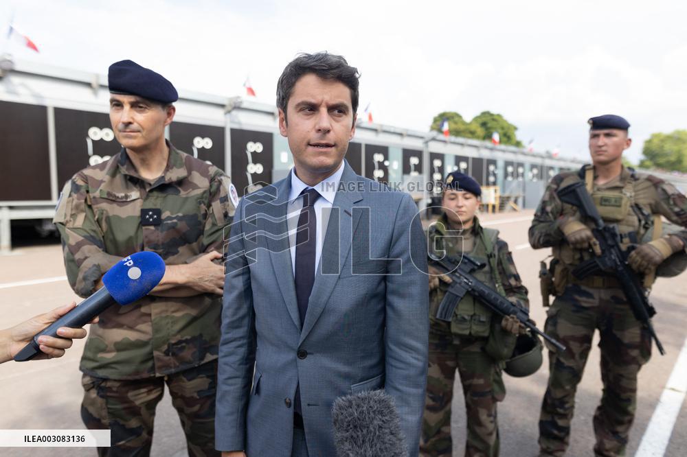 Gabriel Attal visits the Alain Mimoun military camp - Paris