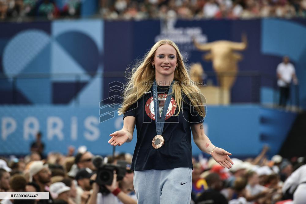 Paris 2024 - Fans welcome medalists at the Parc des Champions in Paris FA