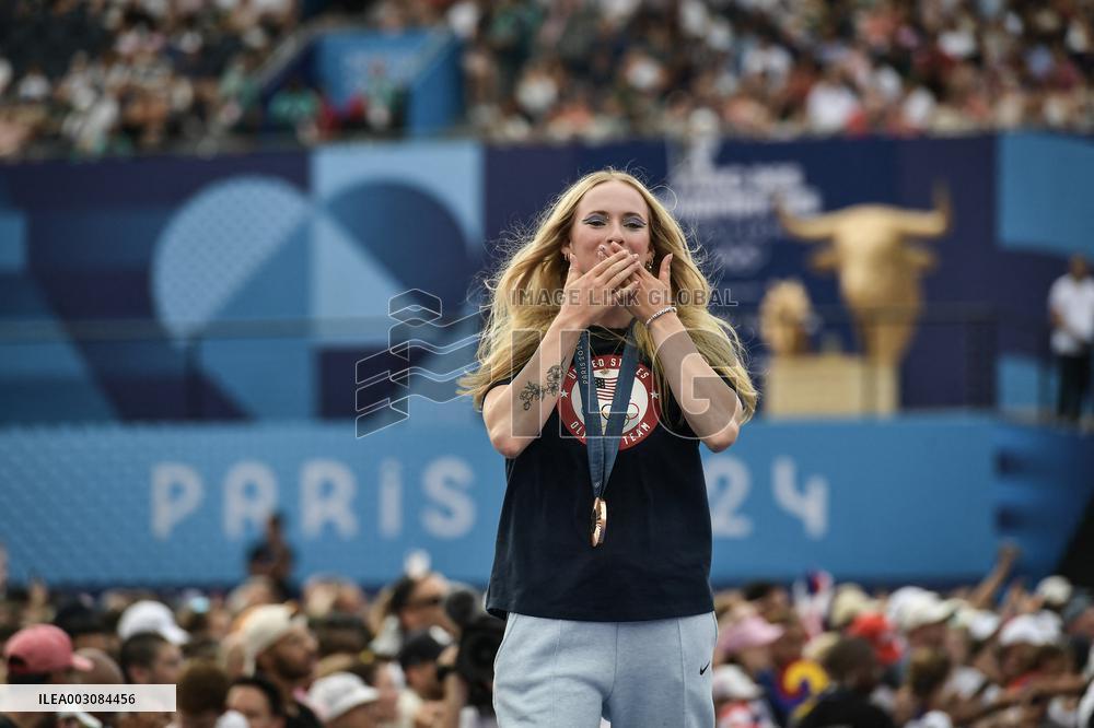 Paris 2024 - Fans welcome medalists at the Parc des Champions in Paris FA