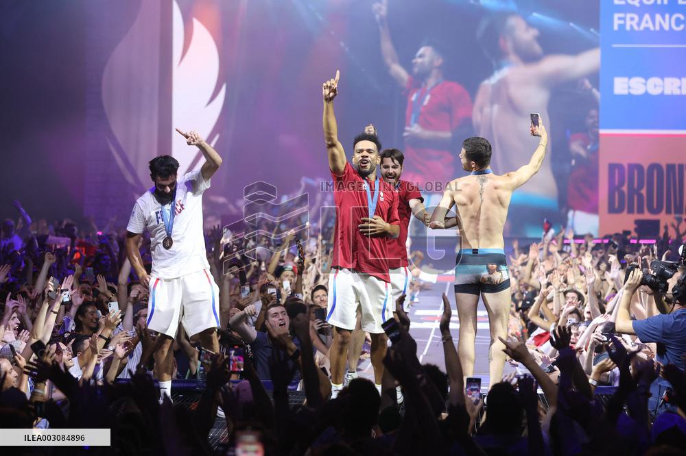 Apithy, Patrice, Pianfetti And Patrice Celebrate His Bronze Medal At Club France