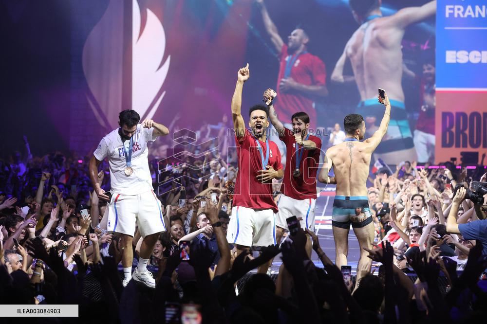 Apithy, Patrice, Pianfetti And Patrice Celebrate His Bronze Medal At Club France