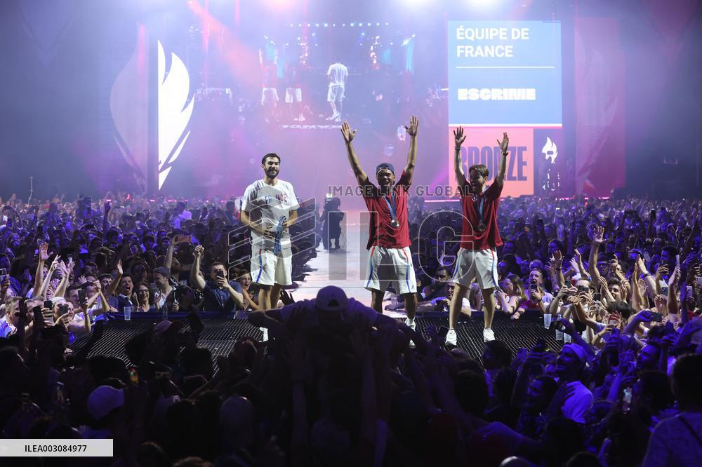 Apithy, Patrice, Pianfetti And Patrice Celebrate His Bronze Medal At Club France