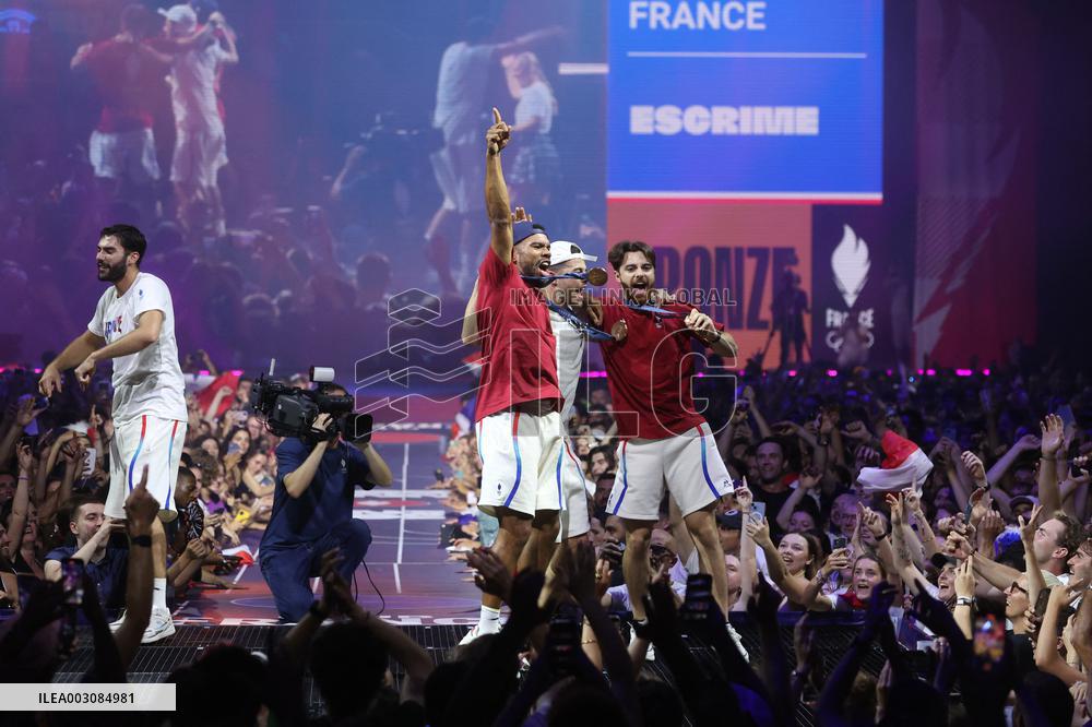 Apithy, Patrice, Pianfetti And Patrice Celebrate His Bronze Medal At Club France