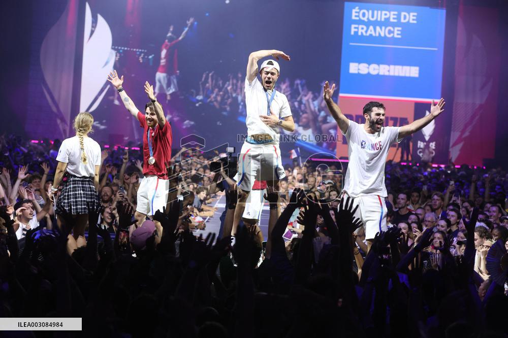 Apithy, Patrice, Pianfetti And Patrice Celebrate His Bronze Medal At Club France