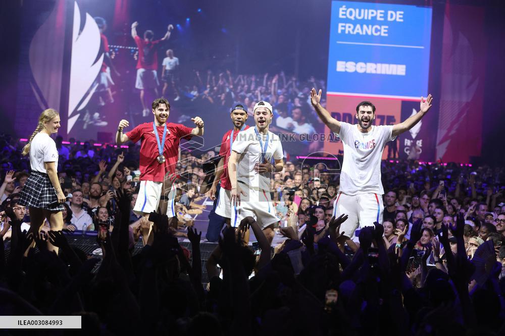 Apithy, Patrice, Pianfetti And Patrice Celebrate His Bronze Medal At Club France