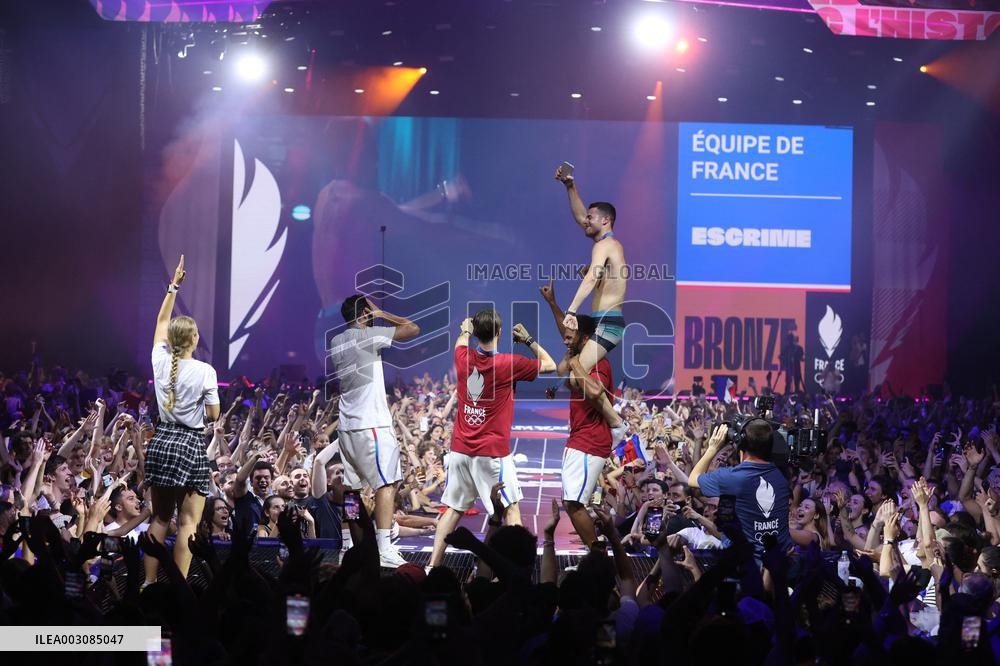 Apithy, Patrice, Pianfetti And Patrice Celebrate His Bronze Medal At Club France