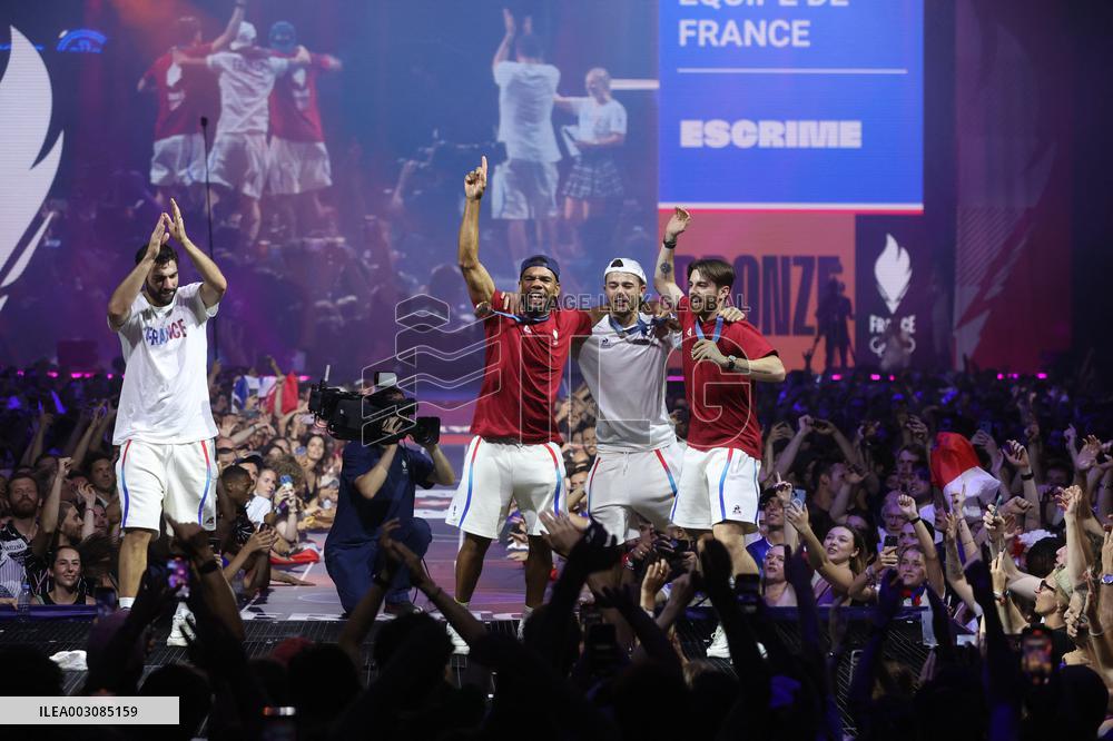 Apithy, Patrice, Pianfetti And Patrice Celebrate His Bronze Medal At Club France