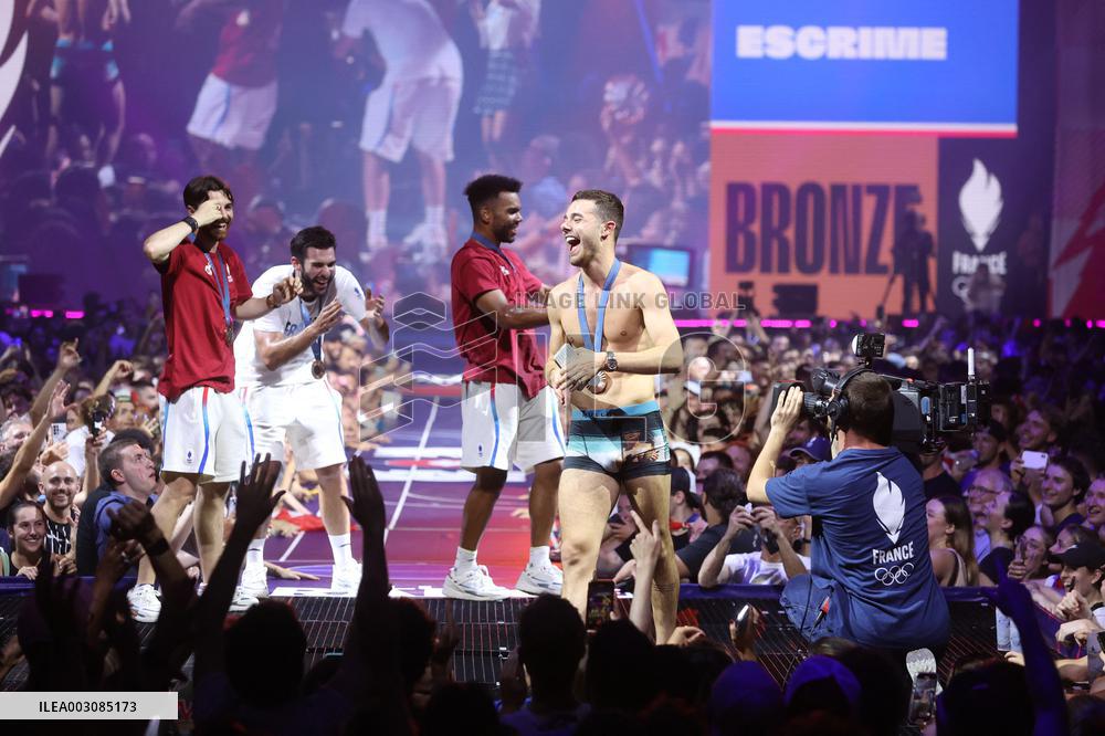 Apithy, Patrice, Pianfetti And Patrice Celebrate His Bronze Medal At Club France