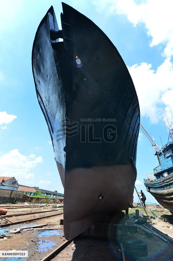 A Fishing Boat Repair Factory in Qingdao